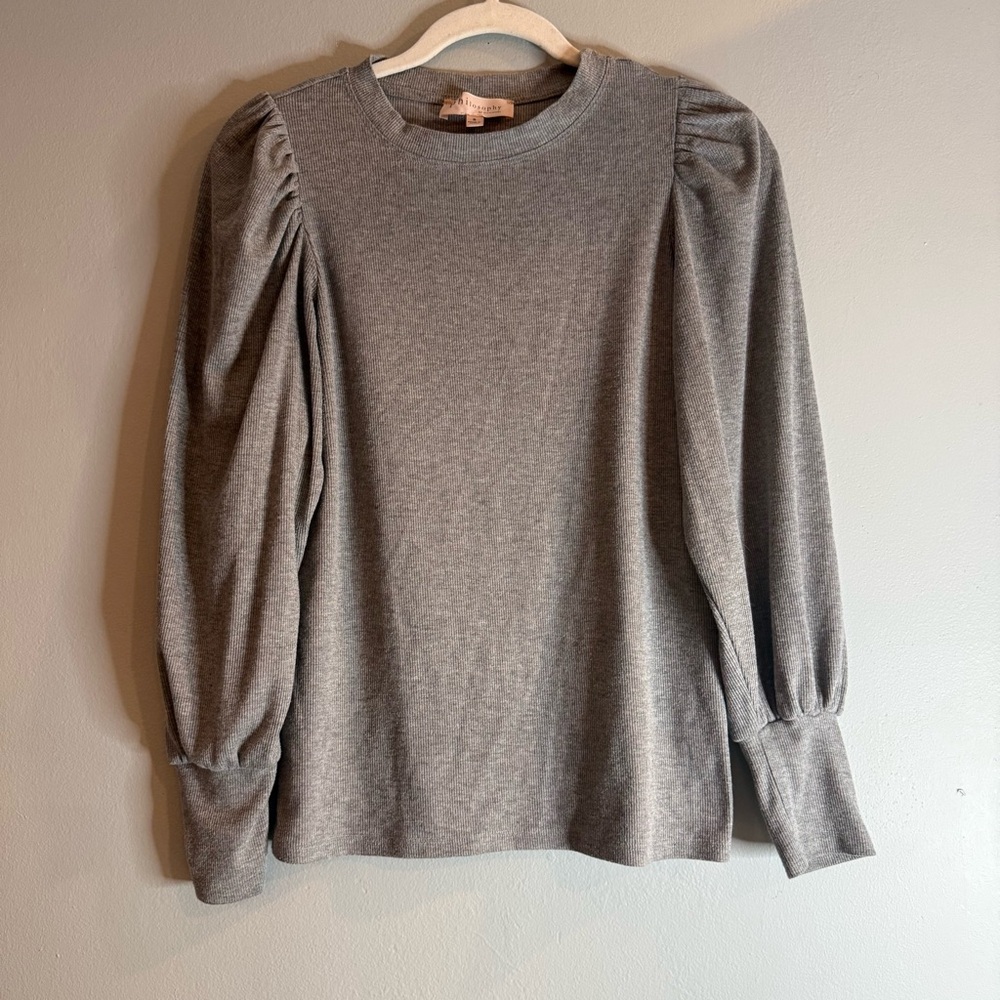 Philosophy Gray Long Sleeve Top